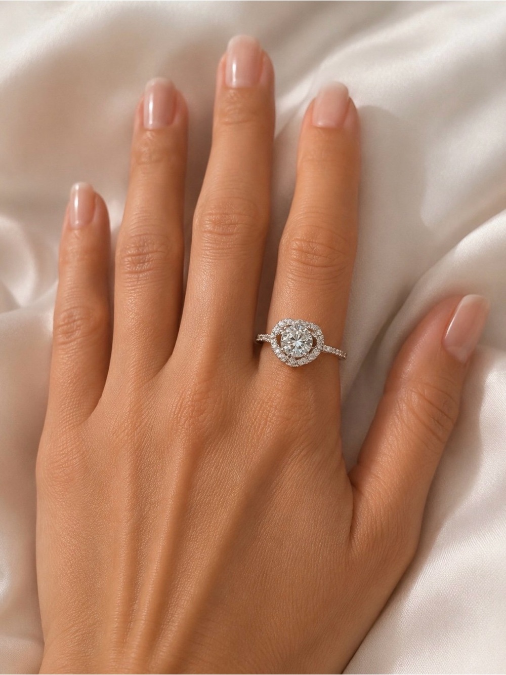 Moissanite Engagement Ring Size 6 – S925 Sterling Silver – Halo – GRA Cert